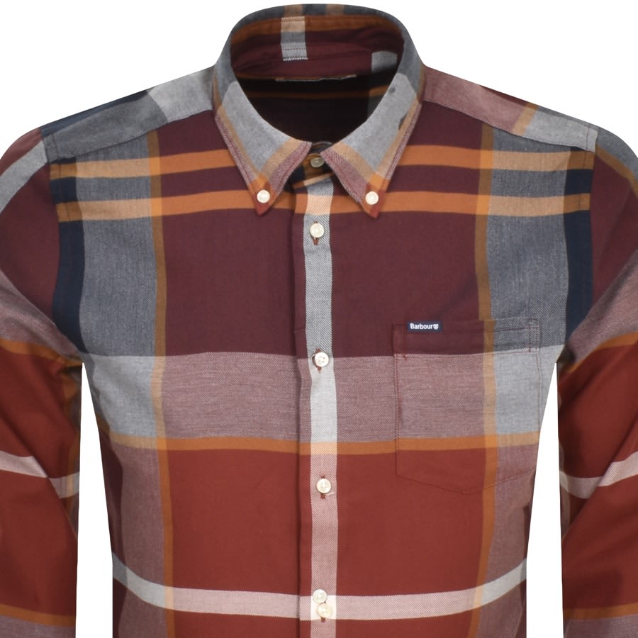 Image number 2 for Barbour Long Sleeved Dunnon Check Shirt Red