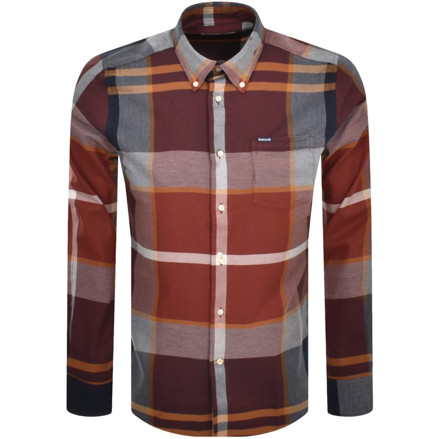 Image number 1 for Barbour Long Sleeved Dunnon Check Shirt Red