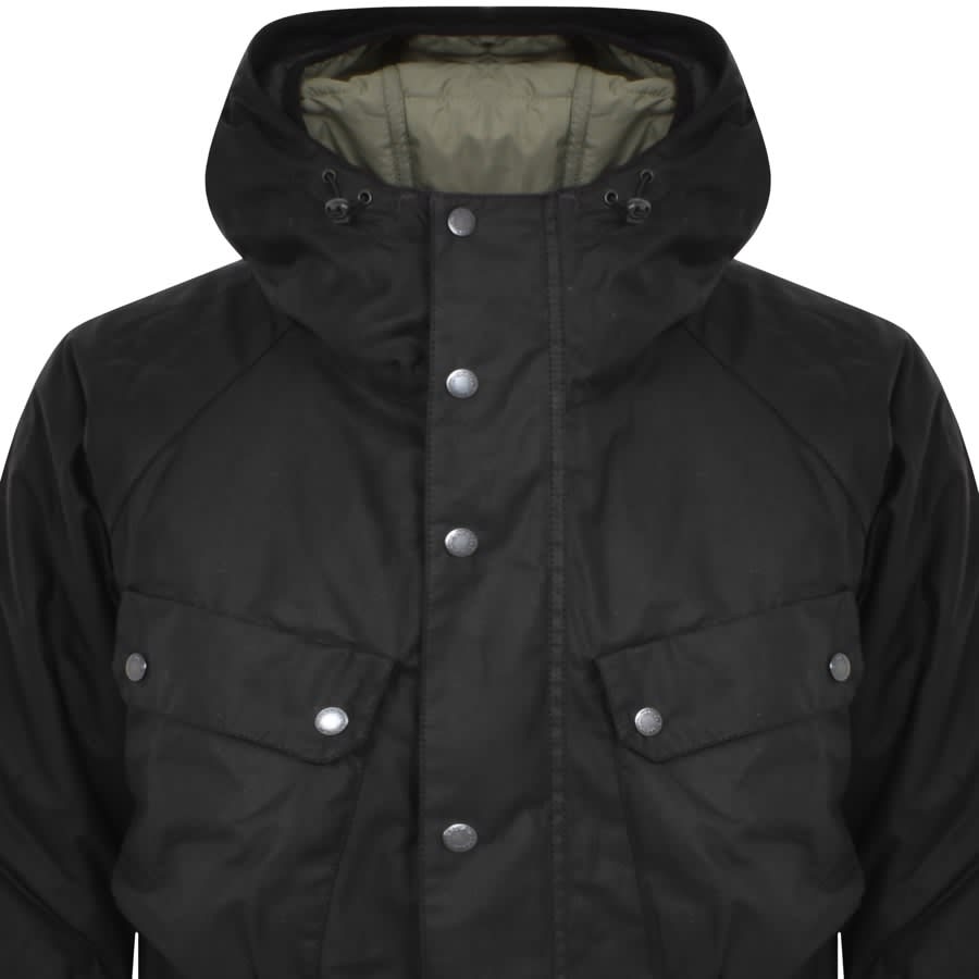 Image number 2 for Barbour Hooded Valley Wax Jacket Black