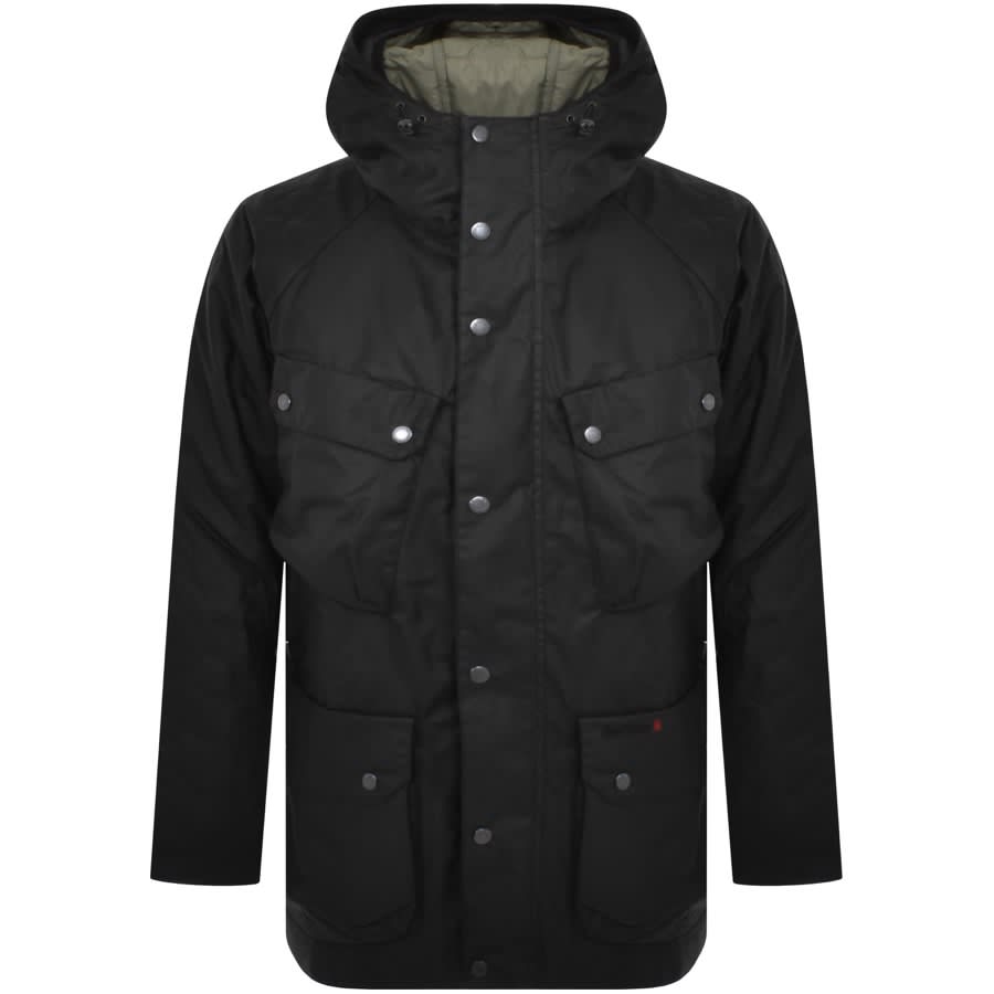 Image number 1 for Barbour Hooded Valley Wax Jacket Black