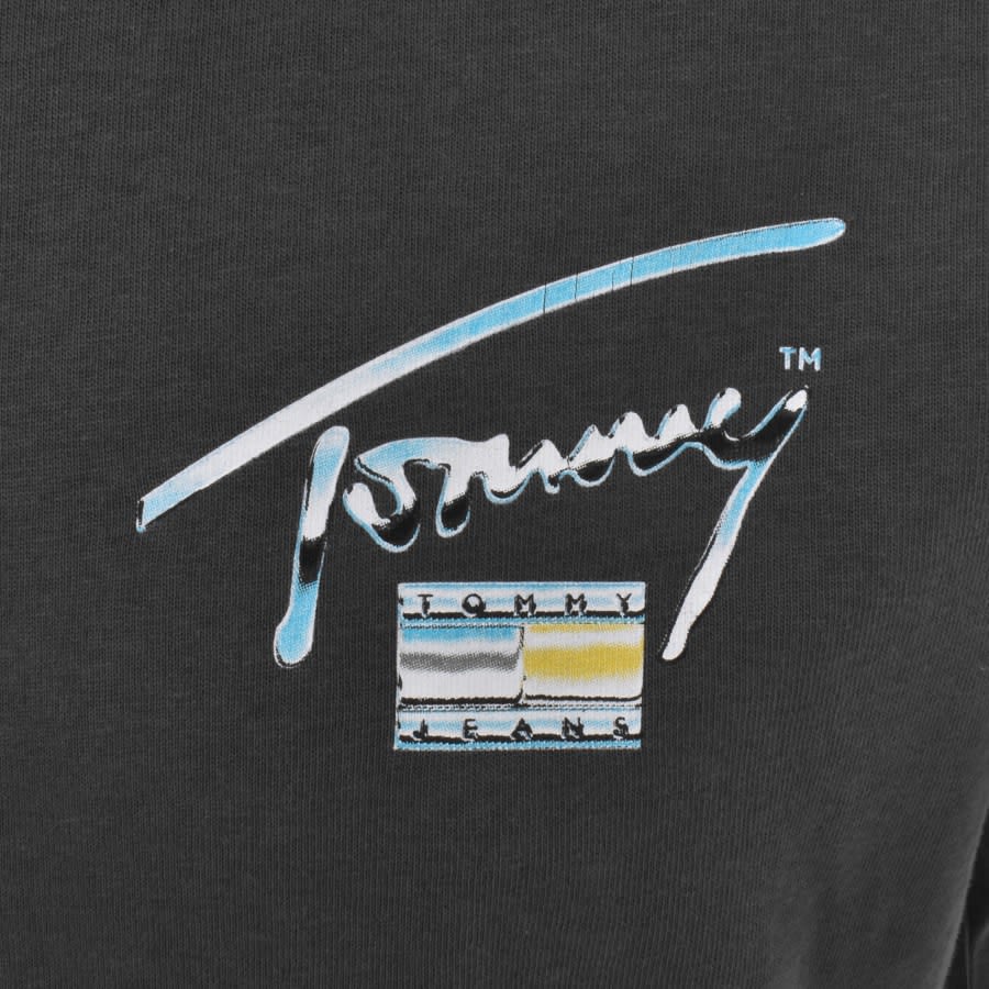 Image number 4 for Tommy Jeans Metallic Print Logo T Shirt Grey