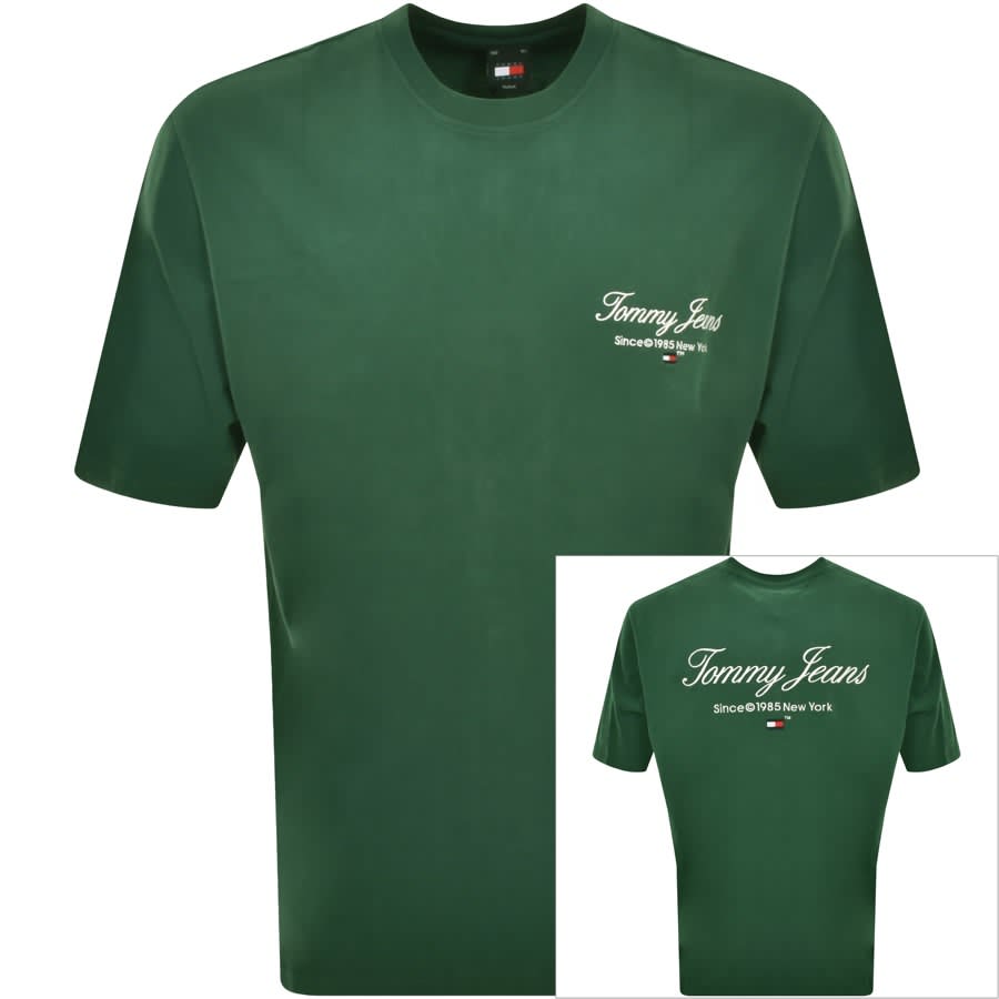 Image number 1 for Tommy Jeans Oversized Logo T Shirt Green