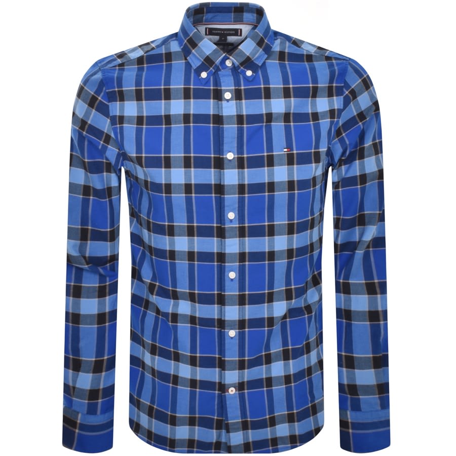 Image number 1 for Tommy Hilfiger Check Long Sleeve Shirt Blue