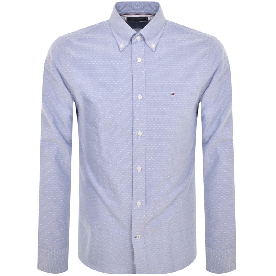 Image number 1 for Tommy Hilfiger Oxford Dobby Long Sleeve Shirt Blue