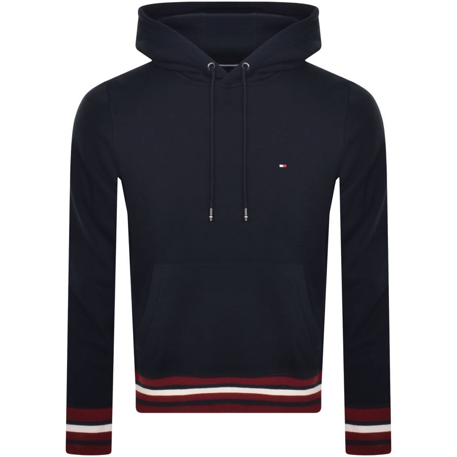 Image number 1 for Tommy Hilfiger Logo Tipped Hoodie Navy