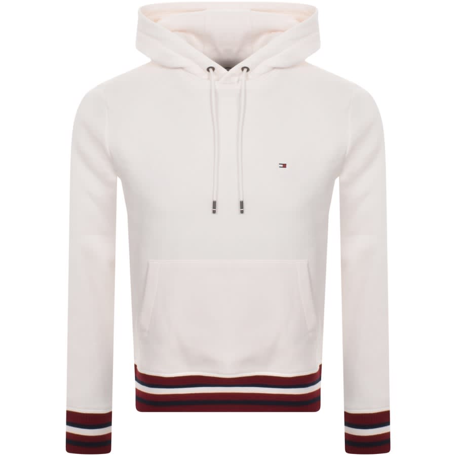 Image number 1 for Tommy Hilfiger Logo Tipped Hoodie White