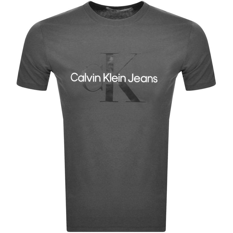 Image number 1 for Calvin Klein Jeans Monogram Logo T Shirt Grey