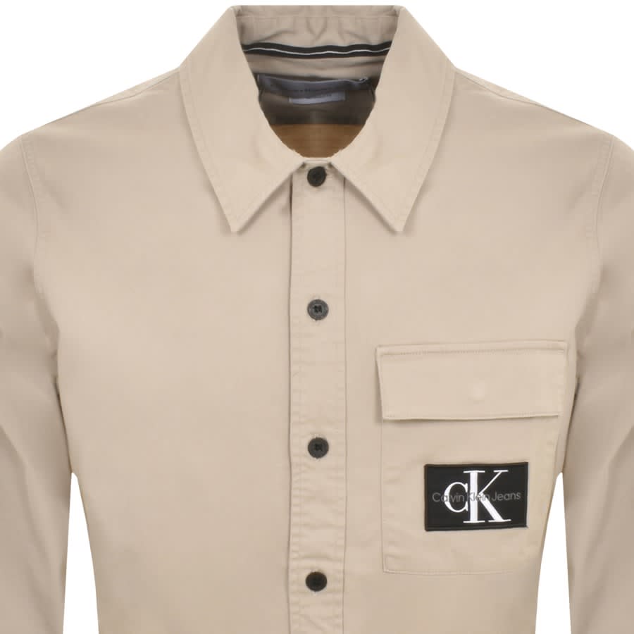 Image number 2 for Calvin Klein Jeans Utility Overshirt Beige