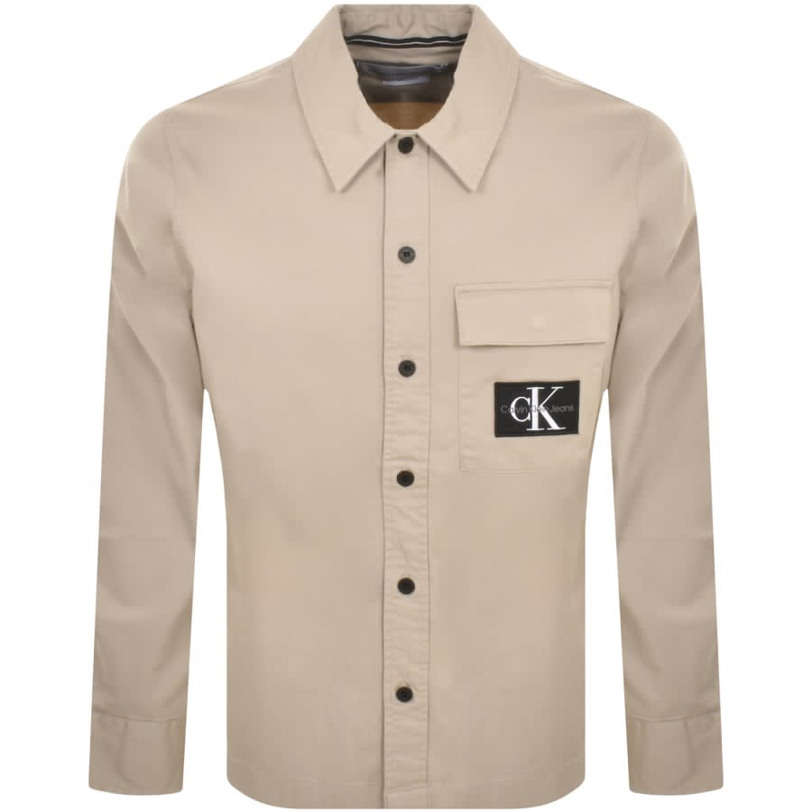 Image number 1 for Calvin Klein Jeans Utility Overshirt Beige