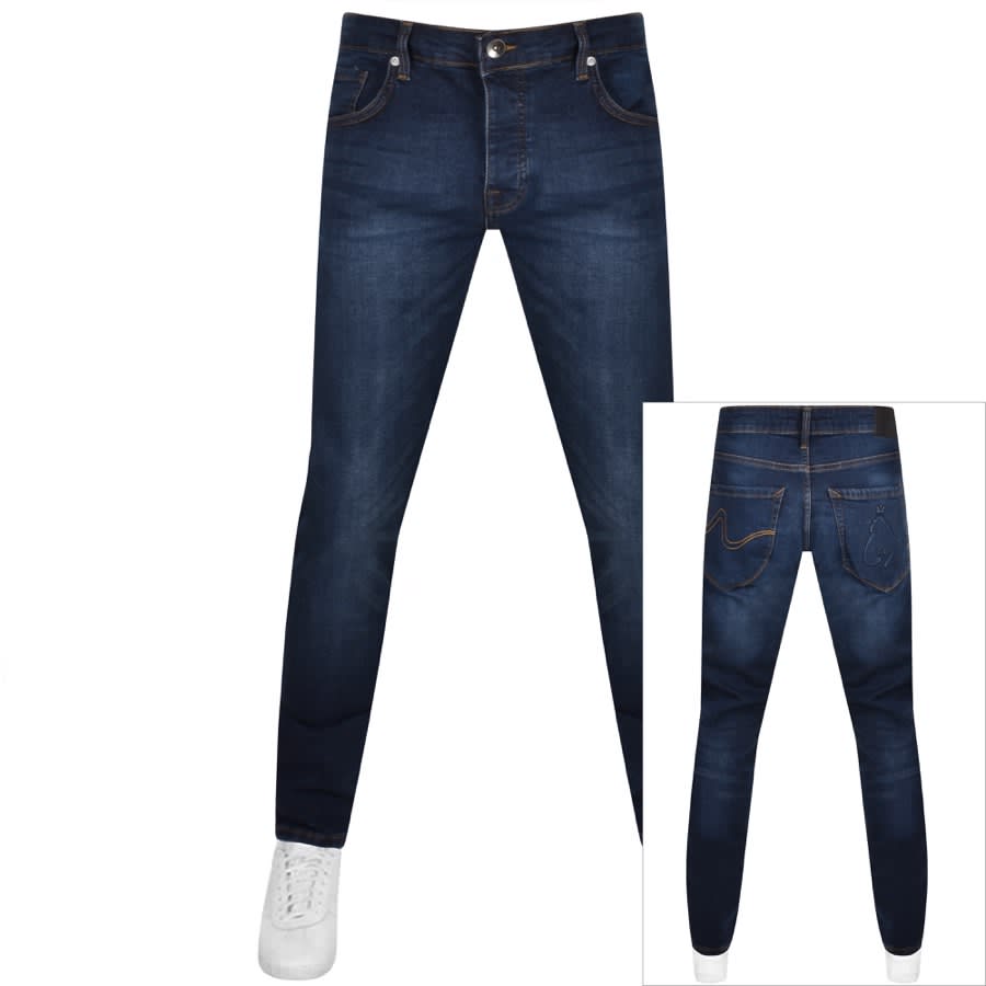 Image number 1 for Money Ape Embossed Slim Fit Jeans Blue