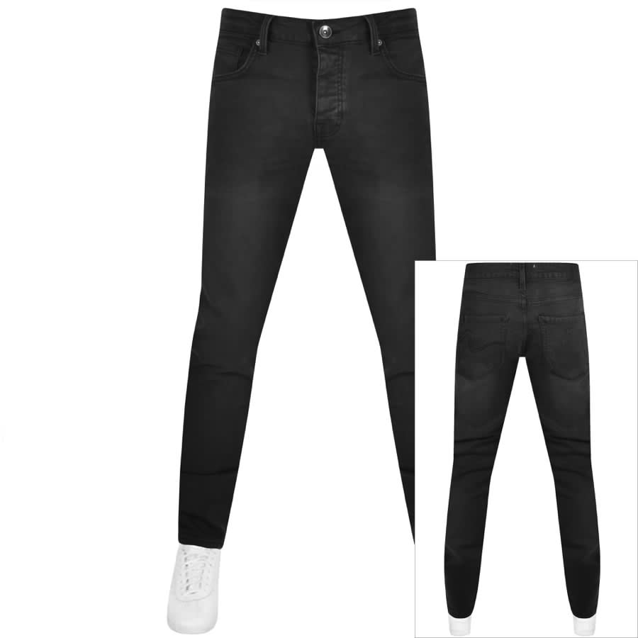 Image number 1 for Money Ape Embossed Slim Fit Jeans Black