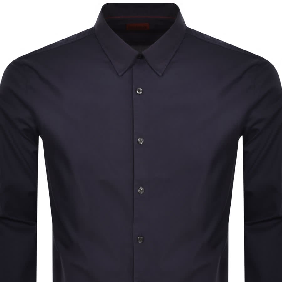 Image number 2 for HUGO Long Sleeved Ermo Shirt Navy