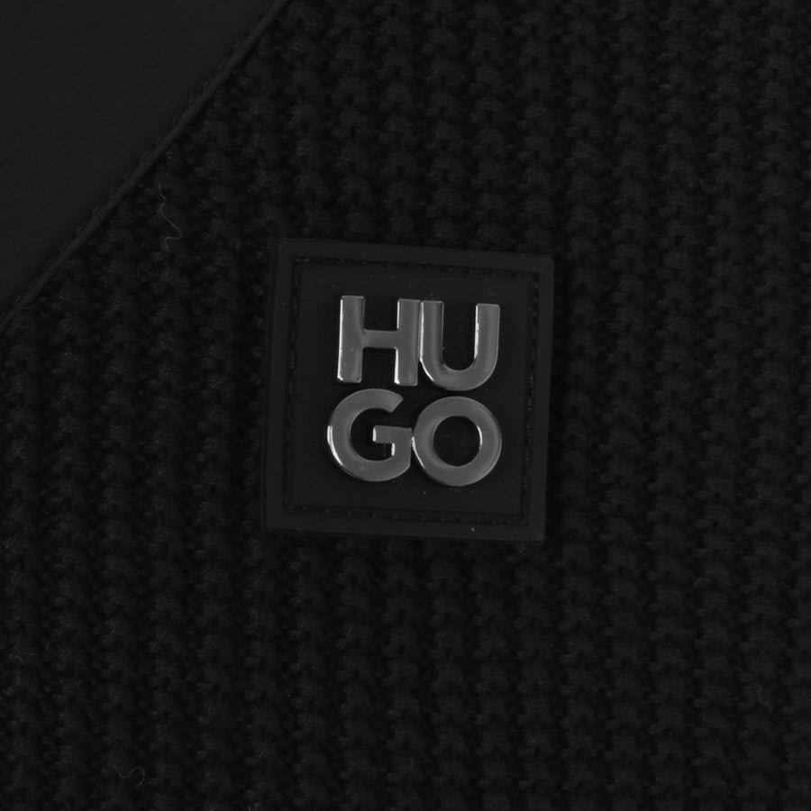 Image number 3 for HUGO Sibro Half Zip Hooded Knit Jumper Black