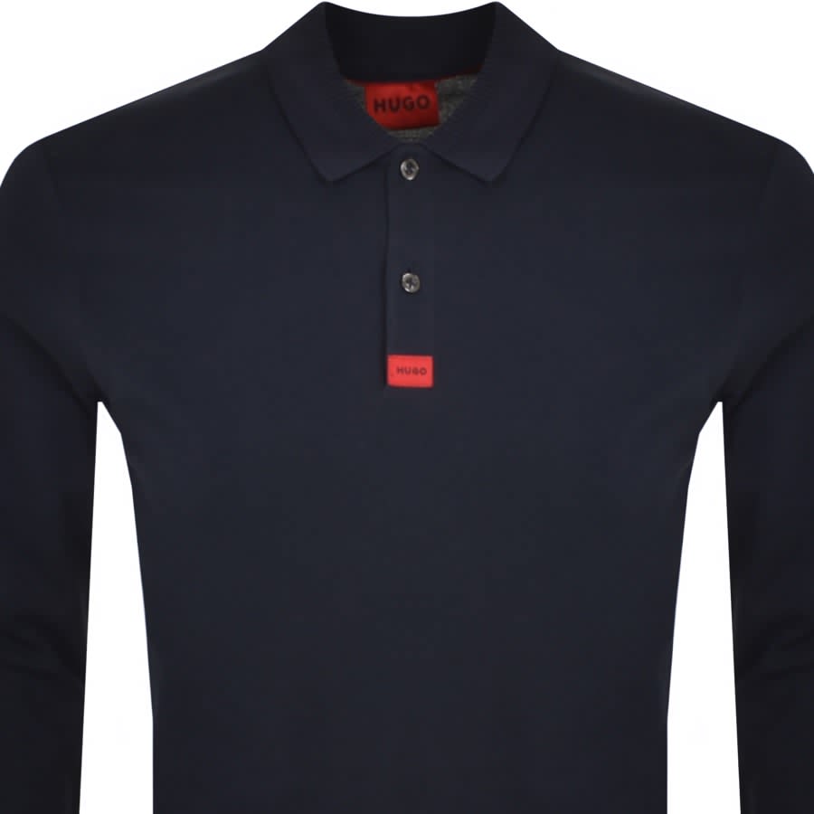 Image number 2 for HUGO Deresolo 222 Long Sleeve Polo T Shirt Navy