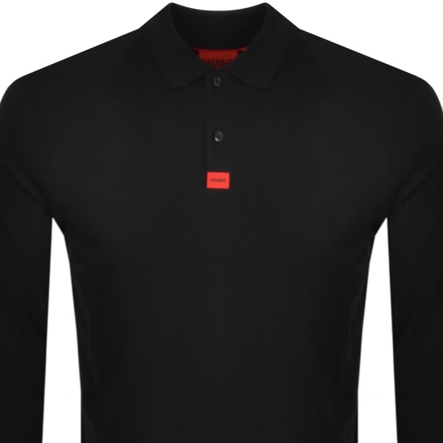 Image number 2 for HUGO Deresolo 222 Long Sleeve Polo T Shirt Black