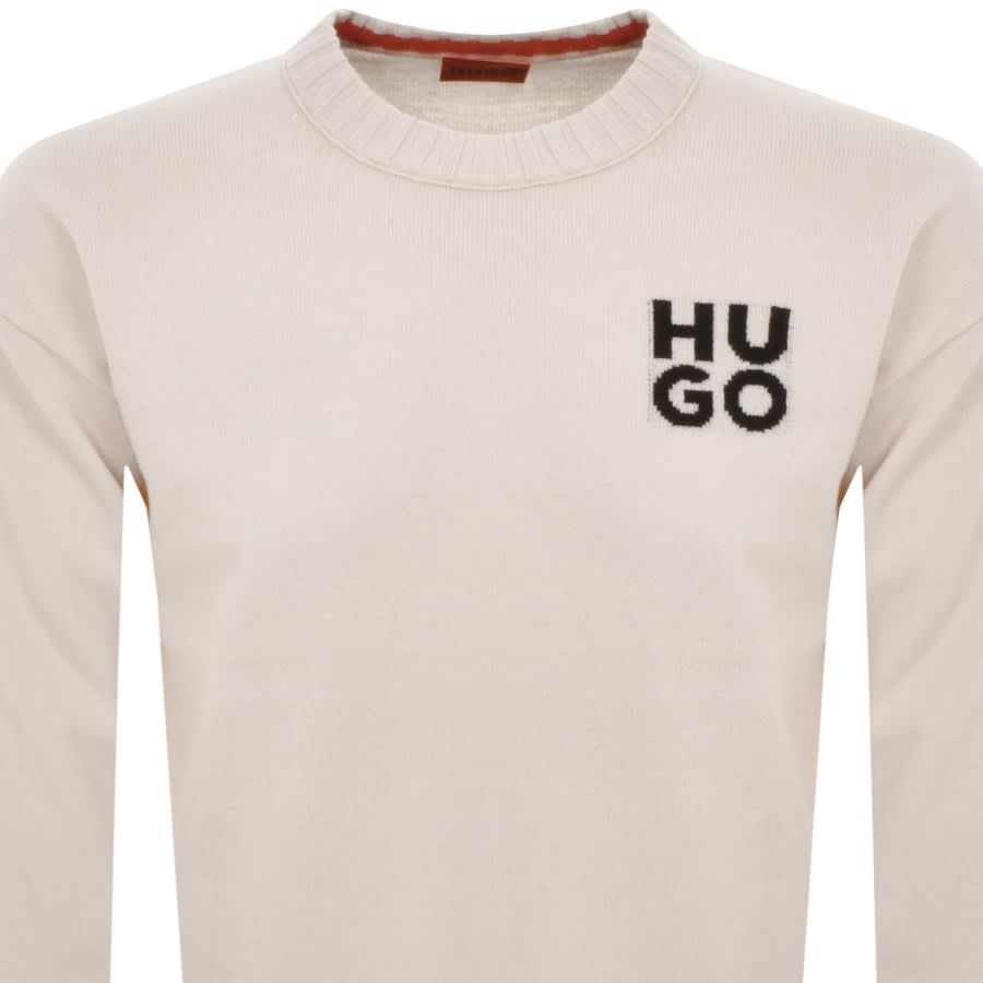 Image number 2 for HUGO San Cassio Knit Jumper Beige