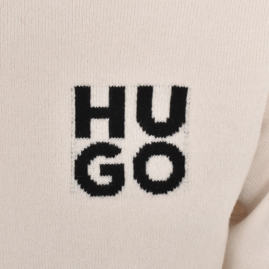 Image number 3 for HUGO San Cassio Knit Jumper Beige