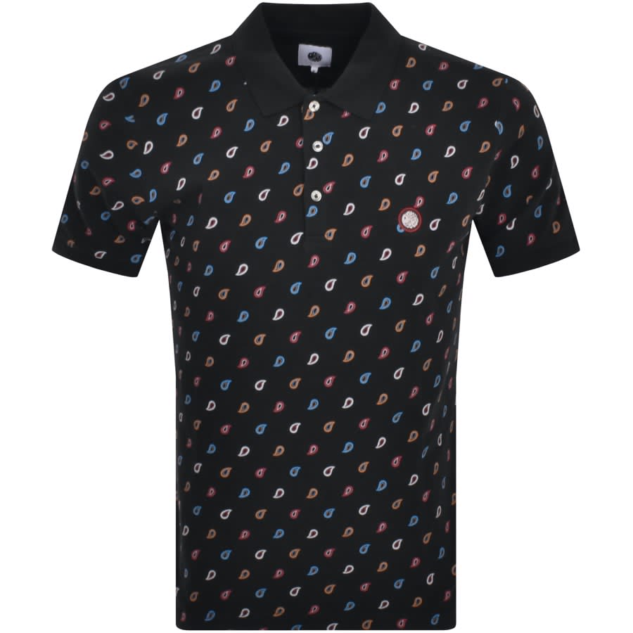Image number 1 for Pretty Green Paisley Motif Polo Black