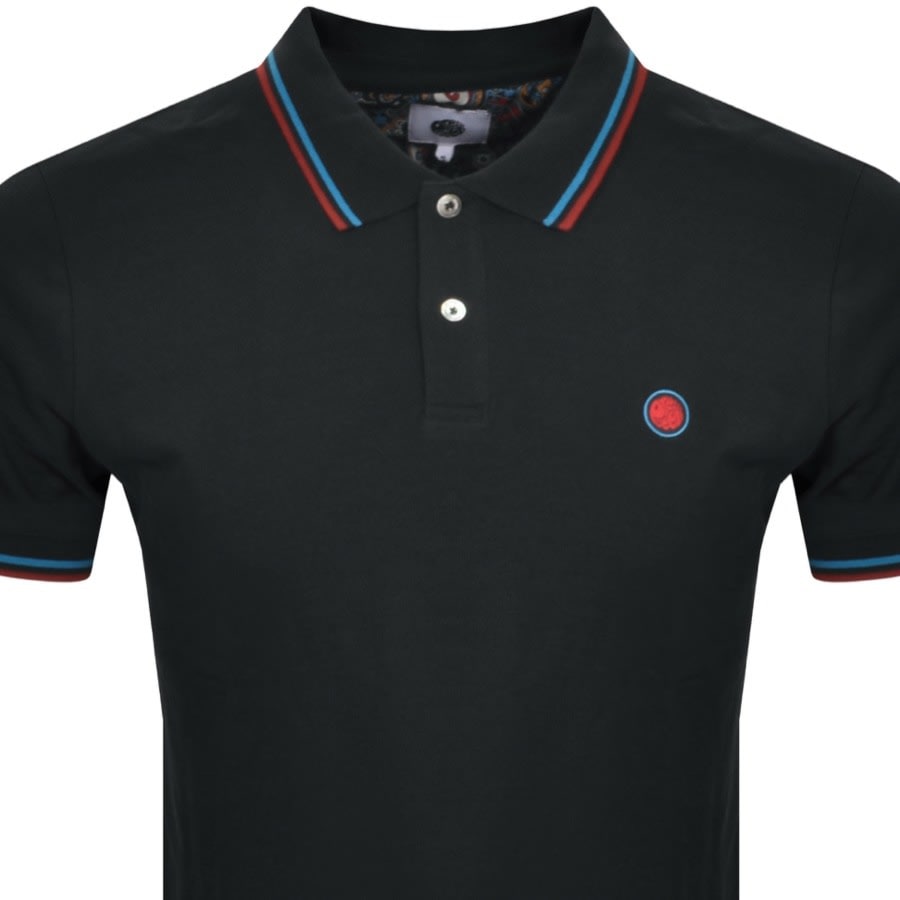 Image number 2 for Pretty Green Paisley Placket Polo Black