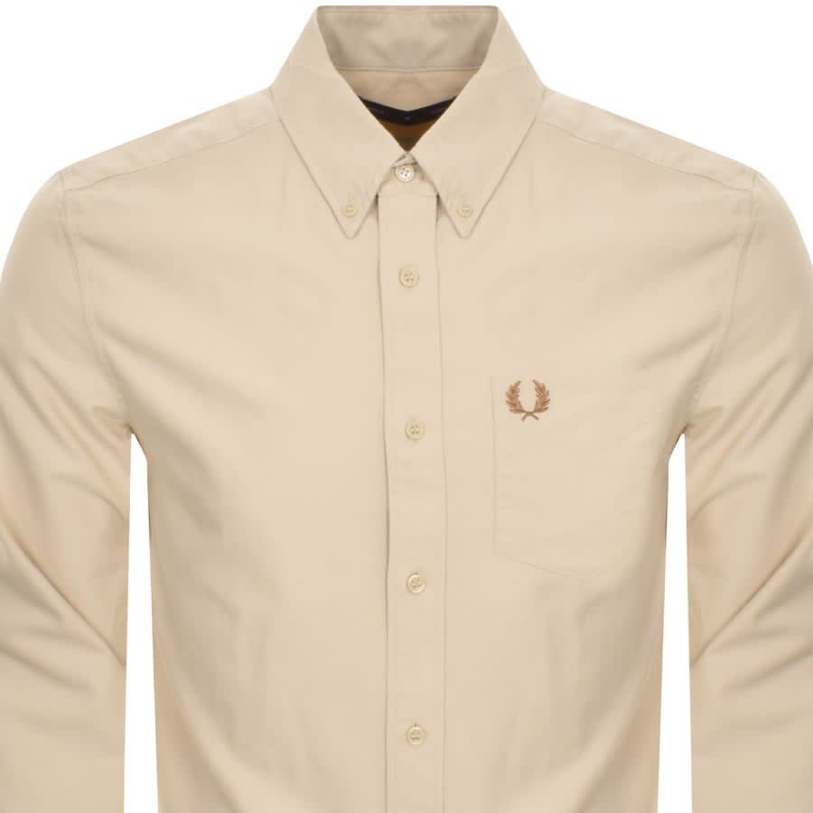 Image number 2 for Fred Perry Oxford Long Sleeved Shirt Beige