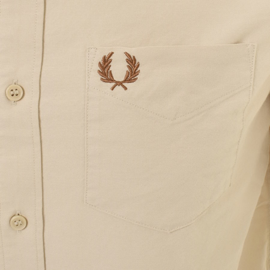 Image number 3 for Fred Perry Oxford Long Sleeved Shirt Beige