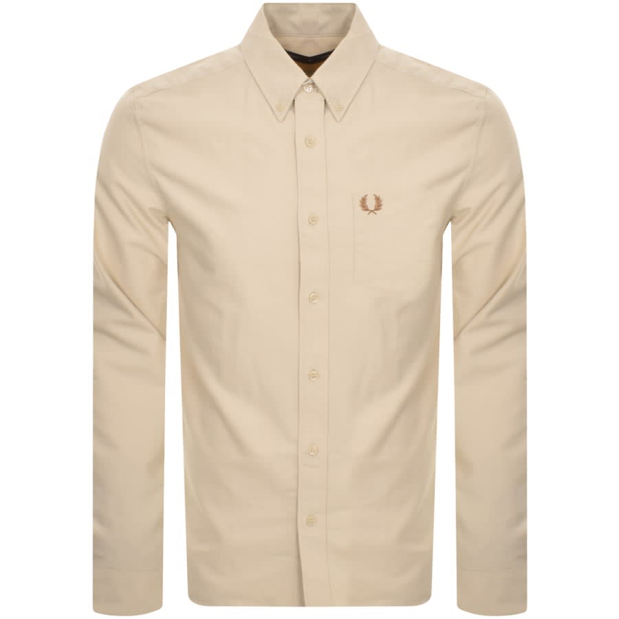 Image number 1 for Fred Perry Oxford Long Sleeved Shirt Beige
