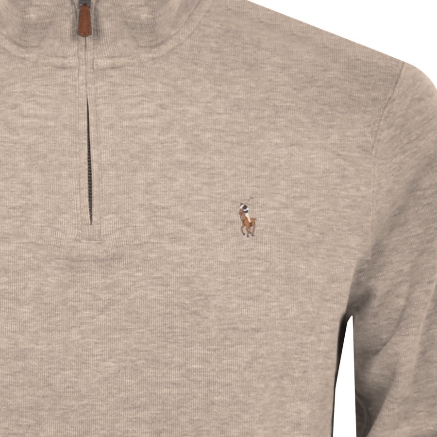 Image number 3 for Ralph Lauren Half Zip Sweatshirt Beige
