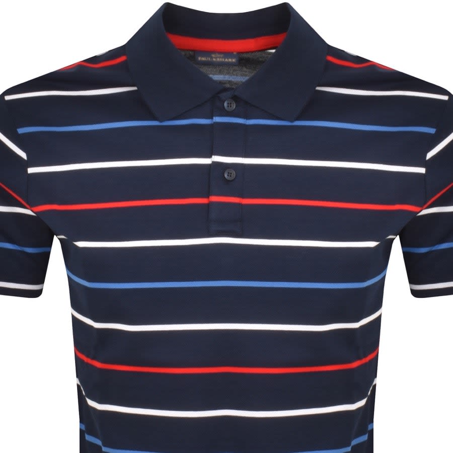 Image number 2 for Paul And Shark Striped Polo T Shirt Navy