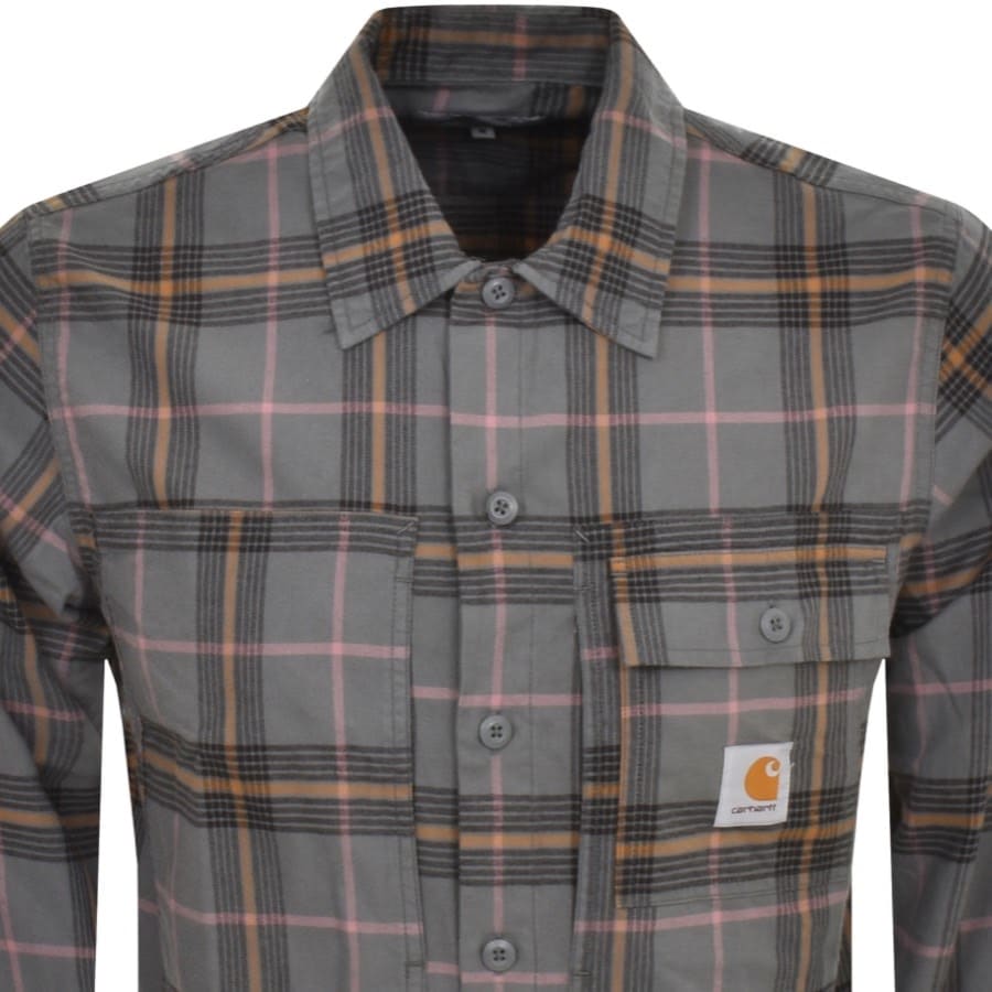 Image number 2 for Carhartt WIP Hadley Check Long Sleeve Shirt Grey