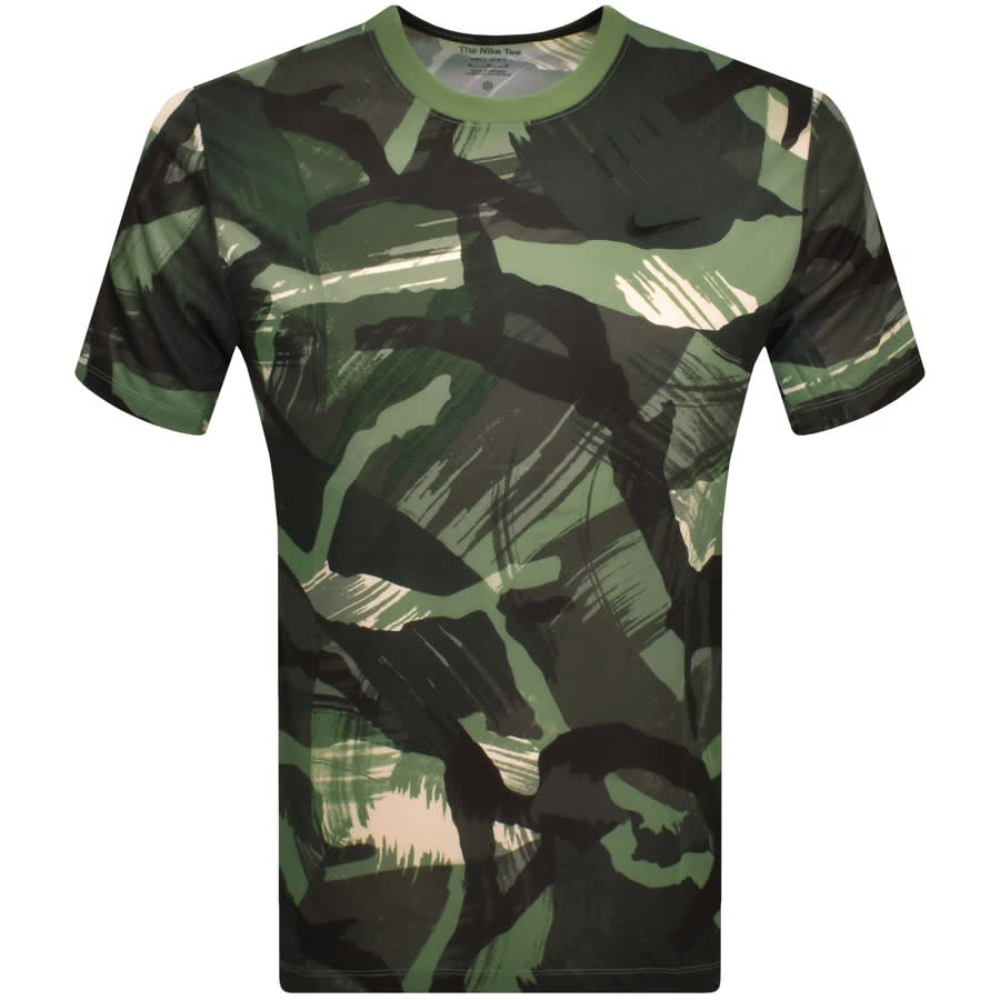 Image number 1 for Nike Training Camo T Shirt Green