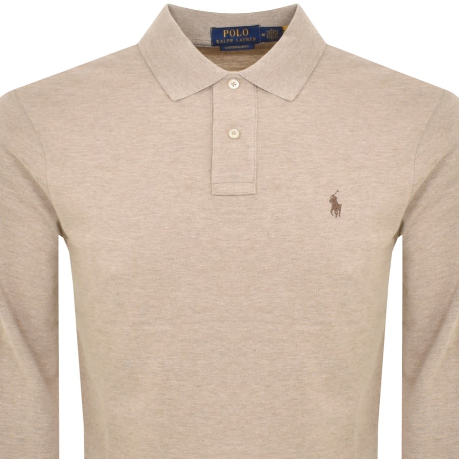 Image number 2 for Ralph Lauren Long Sleeved Polo T Shirt Beige