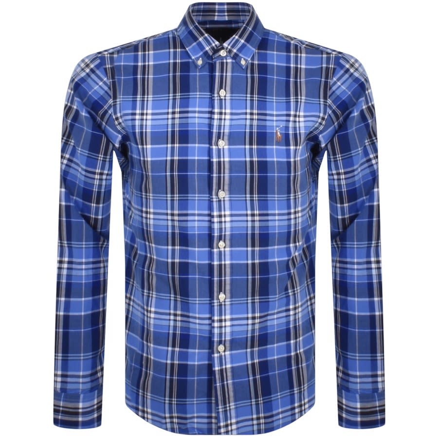 Image number 1 for Ralph Lauren Check Long Sleeve Shirt Blue