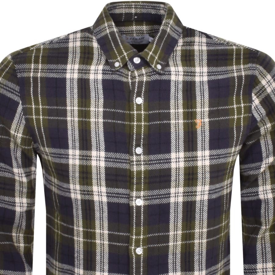 Image number 2 for Farah Vintage Greenwood Long Sleeve Shirt Green