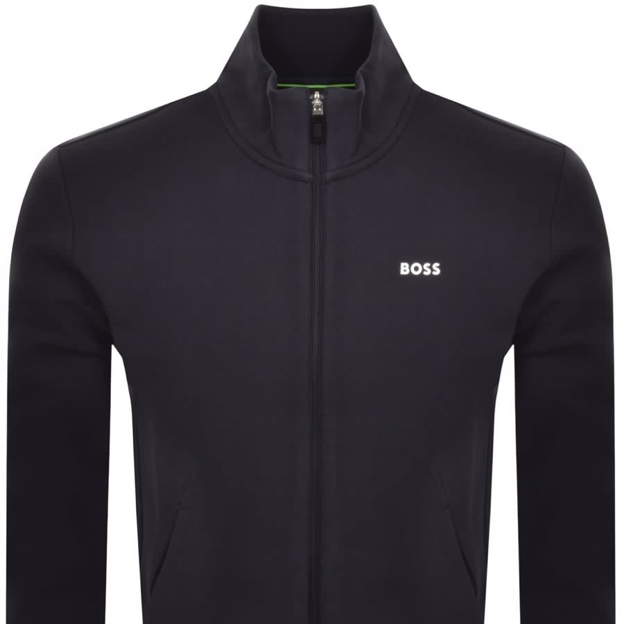 Image number 2 for BOSS Ever X Full Zip Knit Jumper Navy