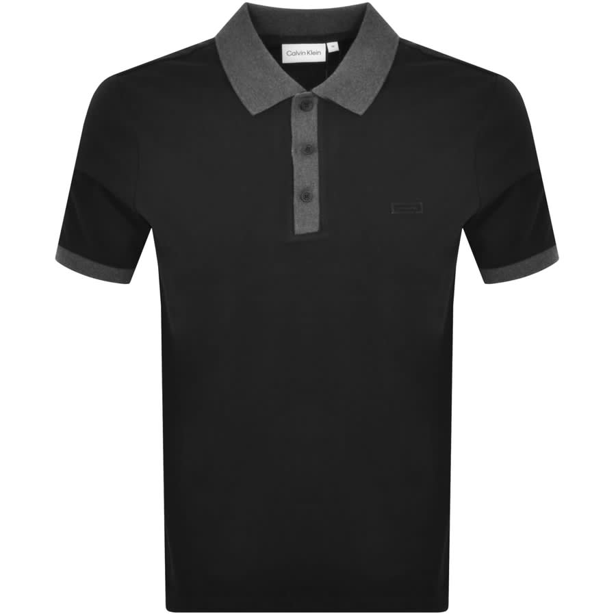 Image number 1 for Calvin Klein Two Tone Polo T Shirt Black