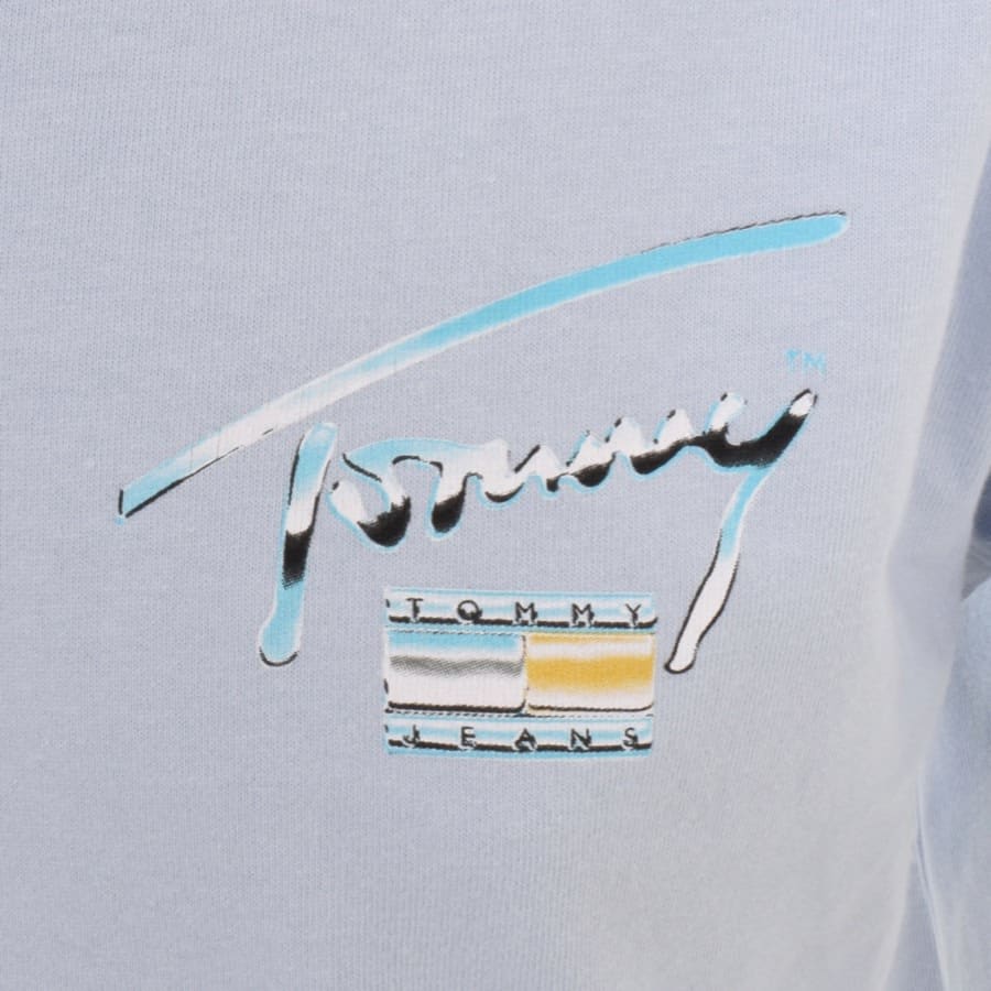 Image number 4 for Tommy Jeans Metallic Print Logo T Shirt Blue