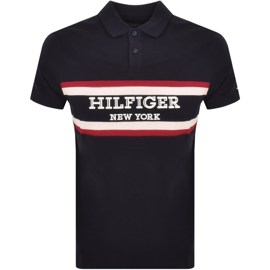 Image number 1 for Tommy Hilfiger Colourblock Polo T Shirt Navy