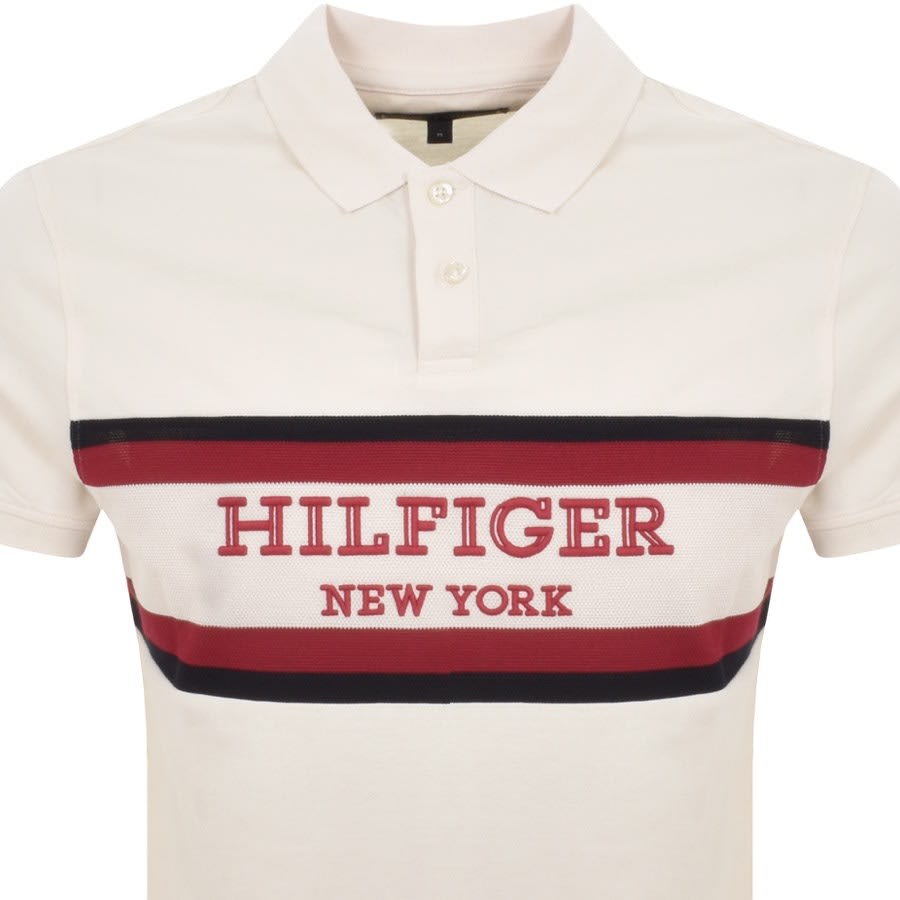 Image number 2 for Tommy Hilfiger Colourblock Polo T Shirt Cream