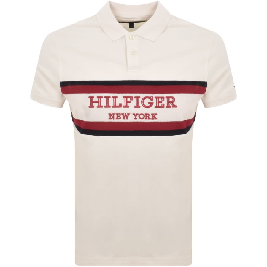 Image number 1 for Tommy Hilfiger Colourblock Polo T Shirt Cream