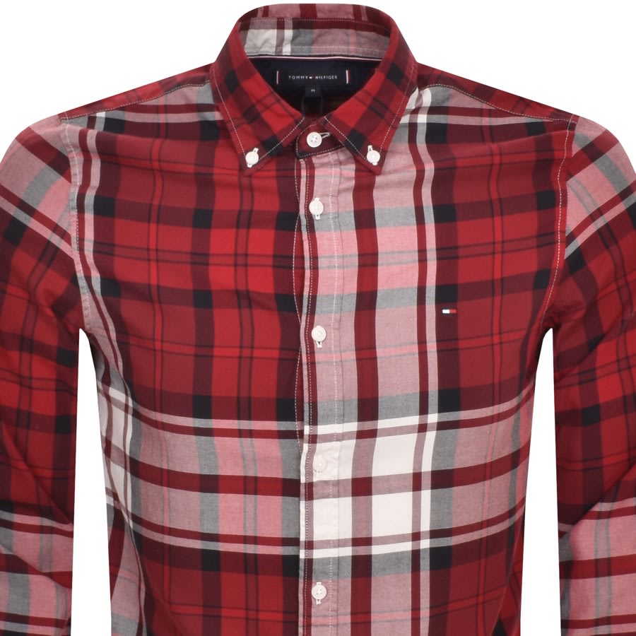 Image number 2 for Tommy Hilfiger Long Sleeve Tartan Shirt Red