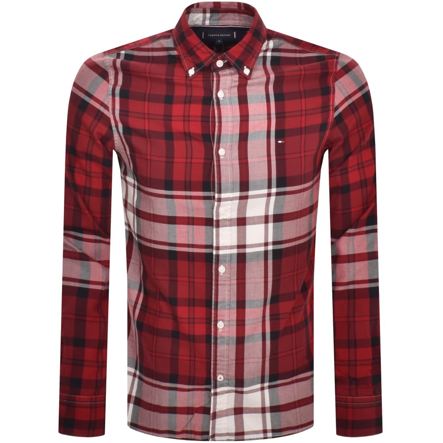 Image number 1 for Tommy Hilfiger Long Sleeve Tartan Shirt Red