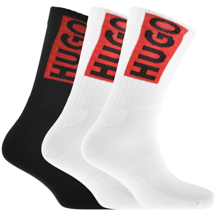 Image number 1 for HUGO Multi Colour 3 Pack Logo Socks