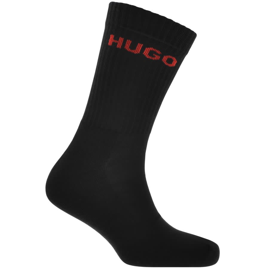 Image number 2 for HUGO 6 Pack Logo Socks Black