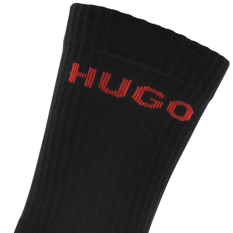Image number 3 for HUGO 6 Pack Logo Socks Black