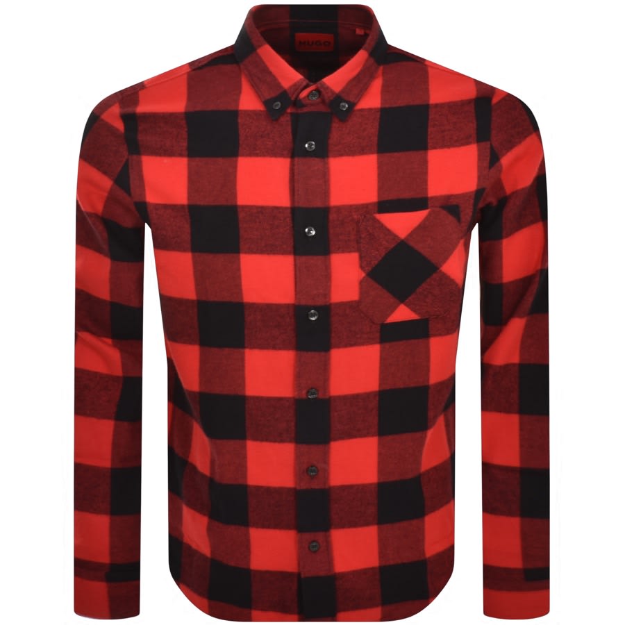 Image number 1 for HUGO Long Sleeved Ermann Shirt Red