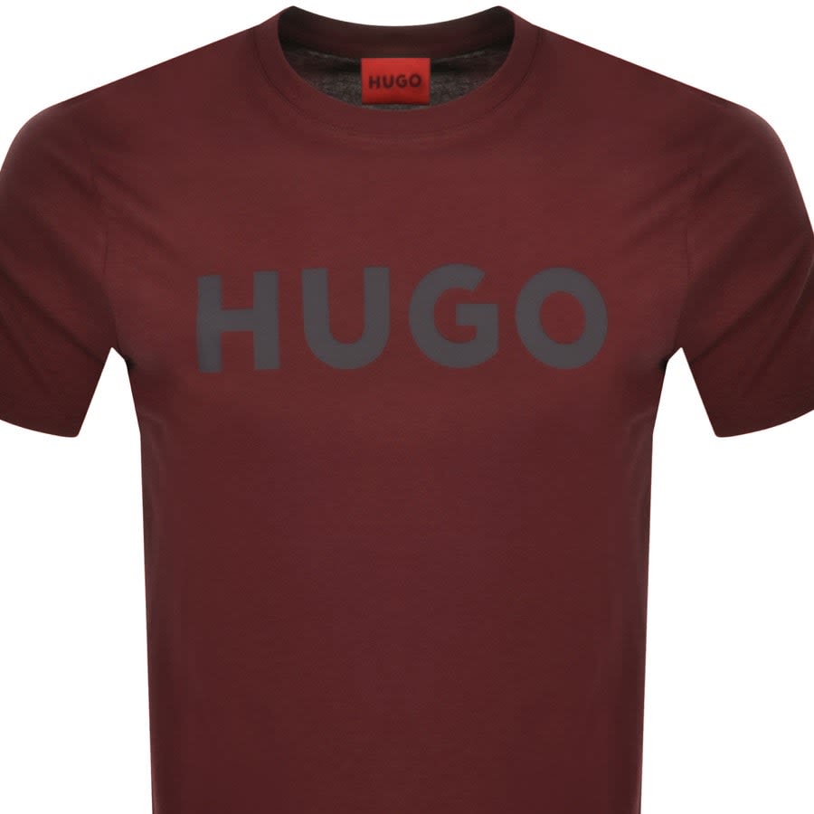 Image number 2 for HUGO Dulivo Crew Neck T Shirt Burgundy