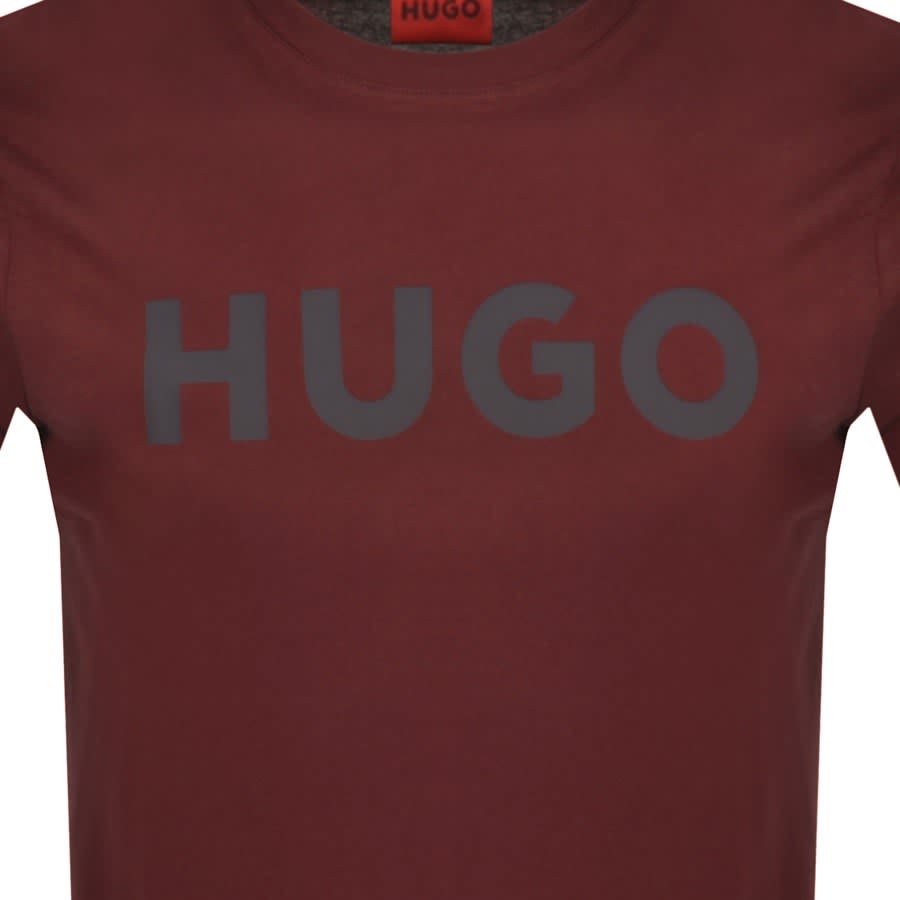 Image number 3 for HUGO Dulivo Crew Neck T Shirt Burgundy