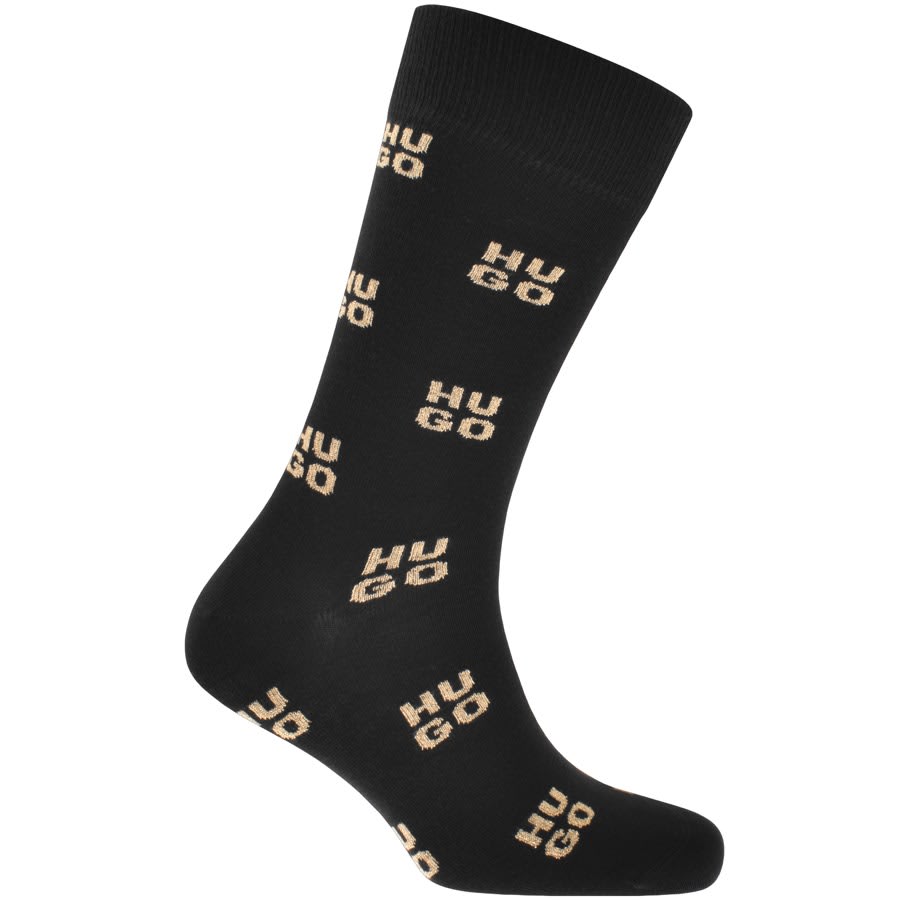 Image number 3 for HUGO 2 Pack Logo Socks Gift Set Black