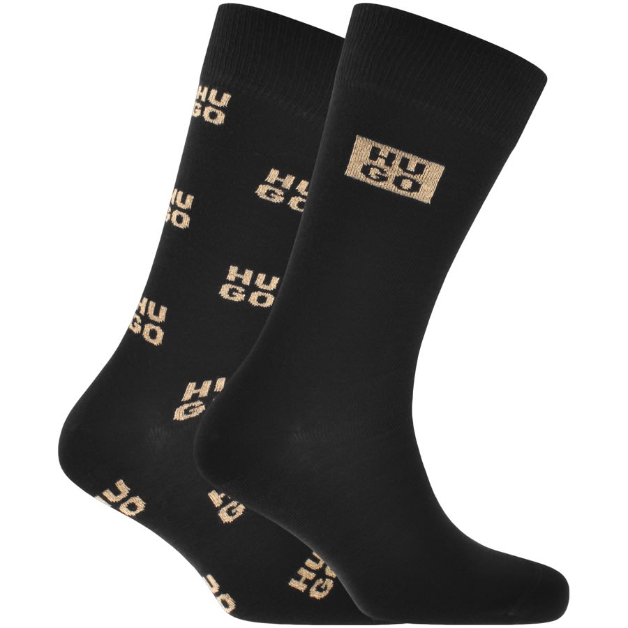Image number 1 for HUGO 2 Pack Logo Socks Gift Set Black