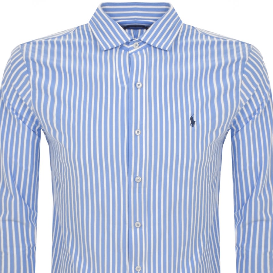 Image number 2 for Ralph Lauren Long Sleeved Stripe Shirt Blue